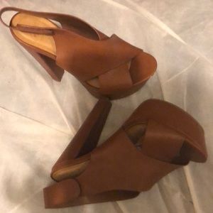 Tan Velcro strap sandals